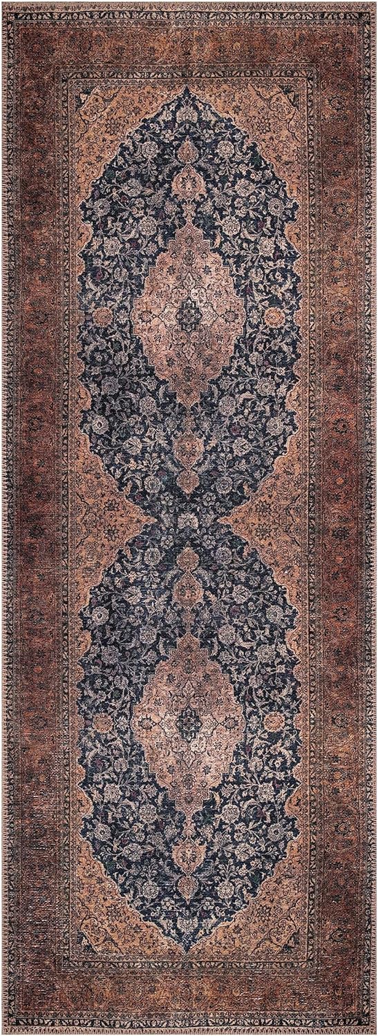 Keen Home Design 2x12 Rug - Machine Washable Runner Rug with Non-Slip Backing, Ideal for Hallway, Entryway, Kitchen, Laundry Room - Vintage, Easy Clean, Durable, Low Pile - (2'6" x 12')