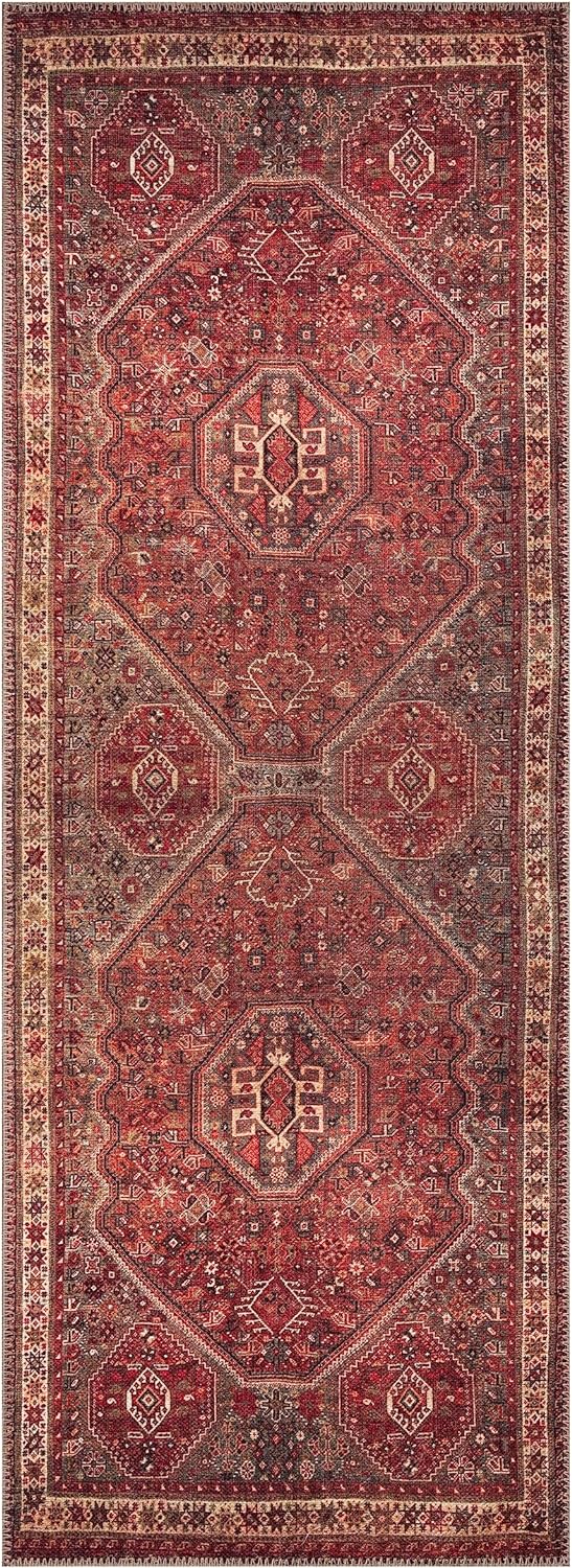 Keen Home Design 2x10 Rug - Machine Washable Runner Rug with Non-Slip Backing, Ideal for Hallway, Entryway, Kitchen, Laundry Room - Vintage, Easy Clean, Durable, Low Pile - (2'6" x 10')