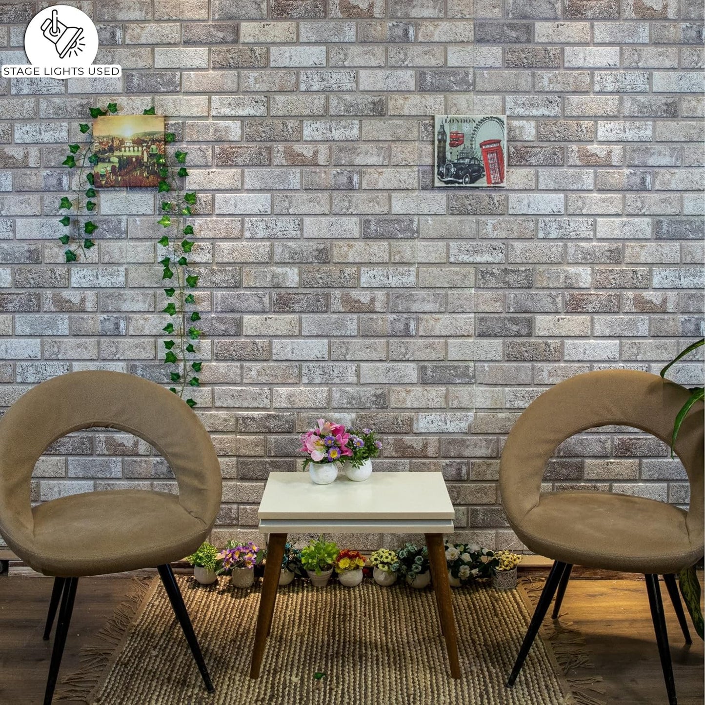 Dundee Deco 3D Wall Panels Faux Brick - Cladding Red Brown Grey Stone Look Wall Paneling, Styrofoam, Sample, Size 10 x 10 in.