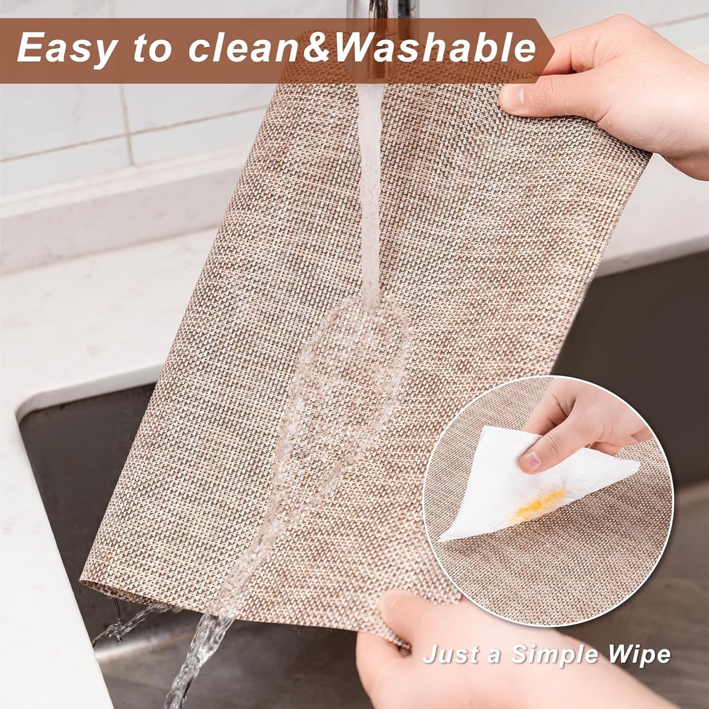 CADONO Placemats Set of 4 Washable Indoor/Outdoor Vinyl Place Mats for Dining Table Durable Non-Slip Heat Resistant PVC Weave Table Mats（Ocean Geode）