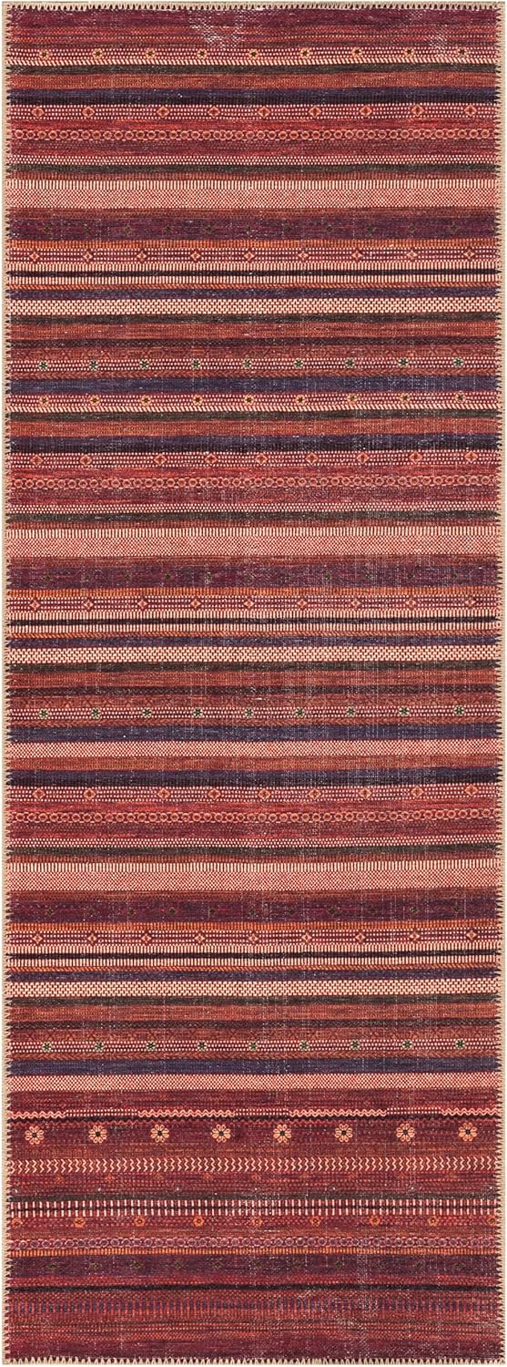 Keen Home Design 2x12 Rug - Machine Washable Runner with Non-Slip Backing, Ideal for Hallway, Entryway, Kitchen, Laundry Room - Vintage, Easy Clean, Durable, Low Pile Rug - (2'6" x 12')