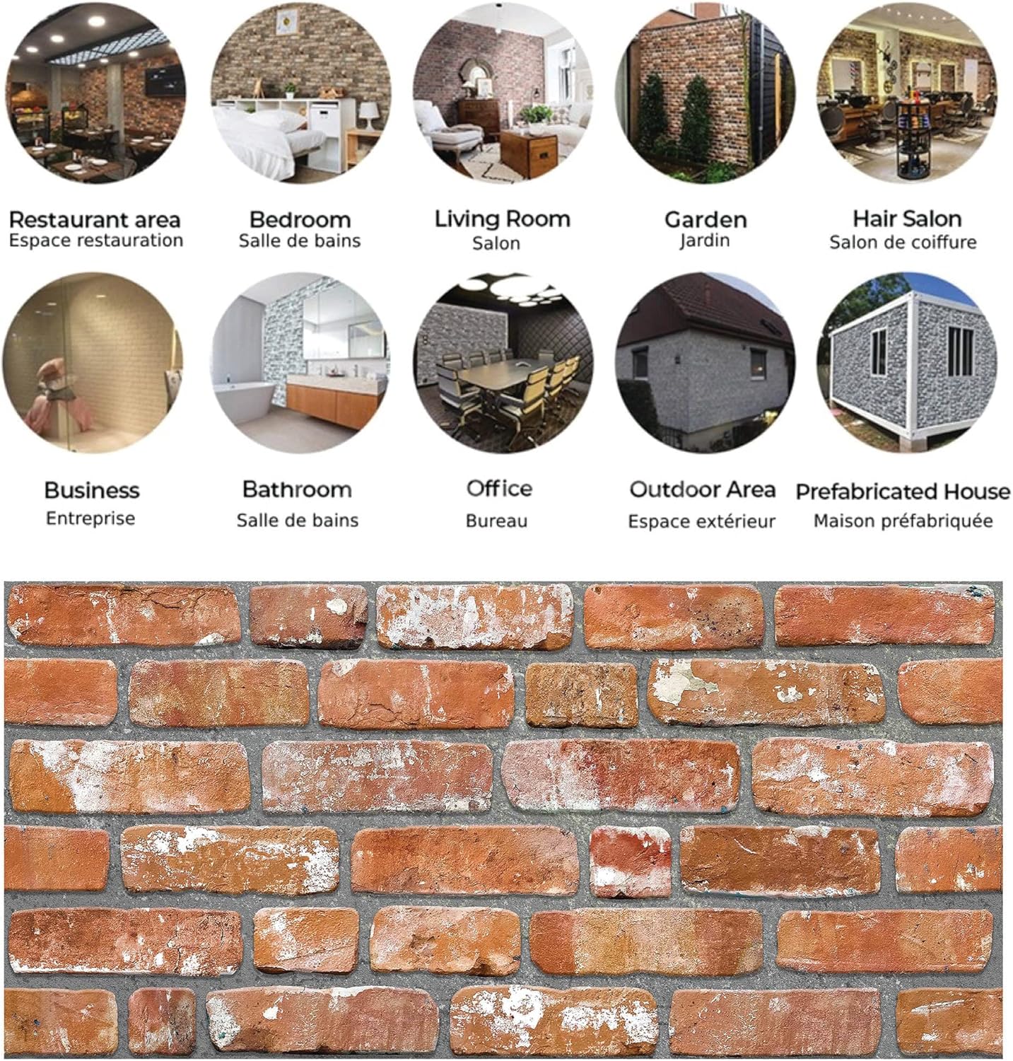 Dundee Deco 3D Wall Panels Faux Brick - Cladding, Red Orange Stone Look Wall Paneling, Styrofoam Facing for Living Room, Kitchen, Bathroom, Balcony, Bedroom, Set of 5, Covers 27 sq ft