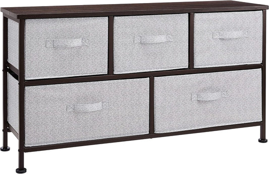Amazon Basics Extra Wide Fabric 5-Drawer Storage Organizer Unit for Closet, Bronze