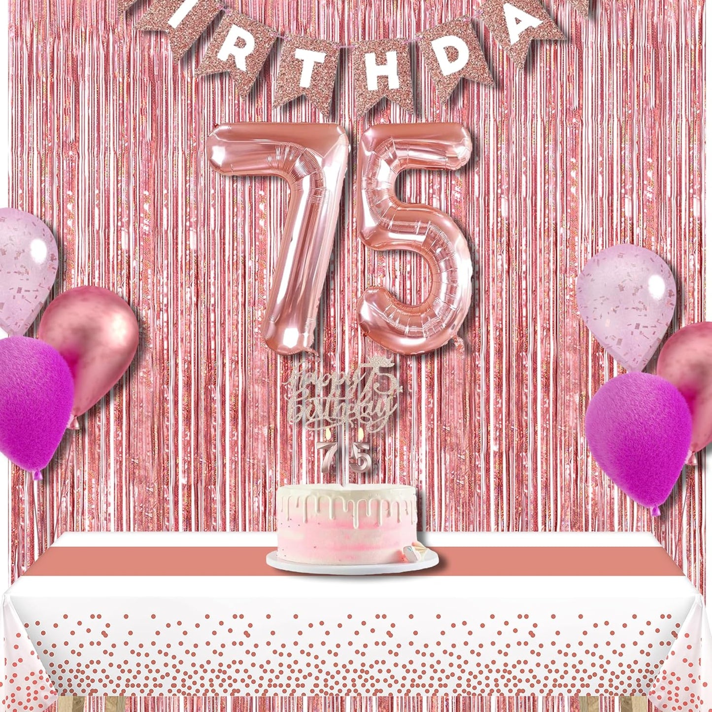 BRAVESHINE Rose-Gold Metallic Tinsel Backdrop - 2Pcs 3.2x8.2ft Metallic Tinsel Foil Fringe Curtains Photo Booth Streamers for 21-st Birthdays Bachelorette Engagement Bridal Shower Party Decorations