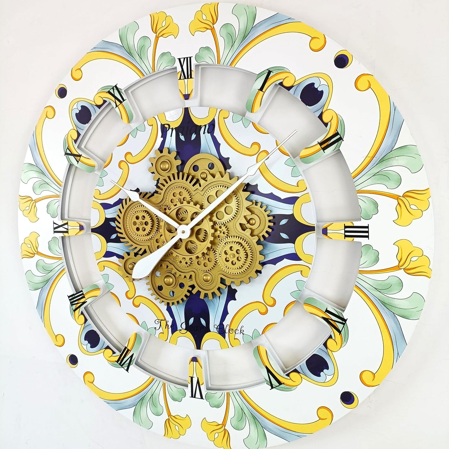 The Gears Clock Wall Clock Italy Collection with Moving Gears (Praiano, 36 inch Round)