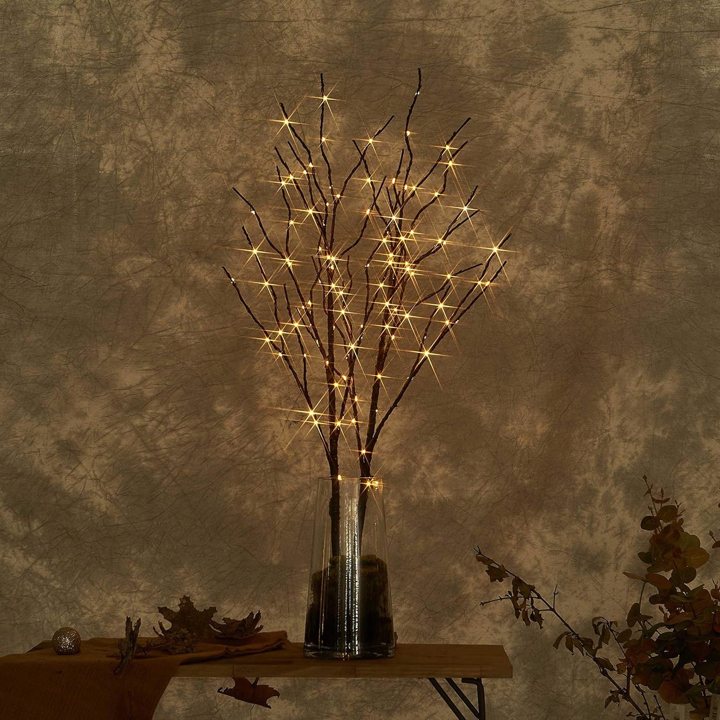 LITBLOOM Lighted Brown Willow Branches 32IN 100 LED with Timer Battery Operated, Tree Branch with Warm White Lights for Holiday Christmas Decoration Indoor Outdoor Use