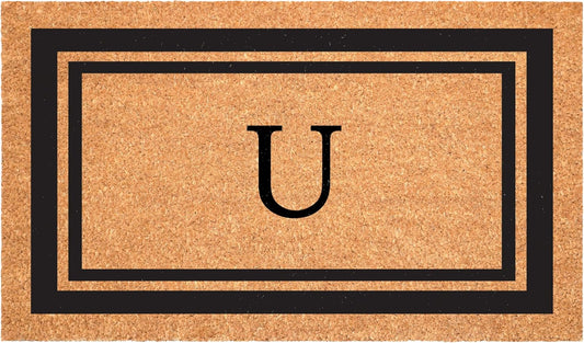 Calloway Mills 152962436U Black Border 24" x 36" Monogram Doormat, (Letter U)