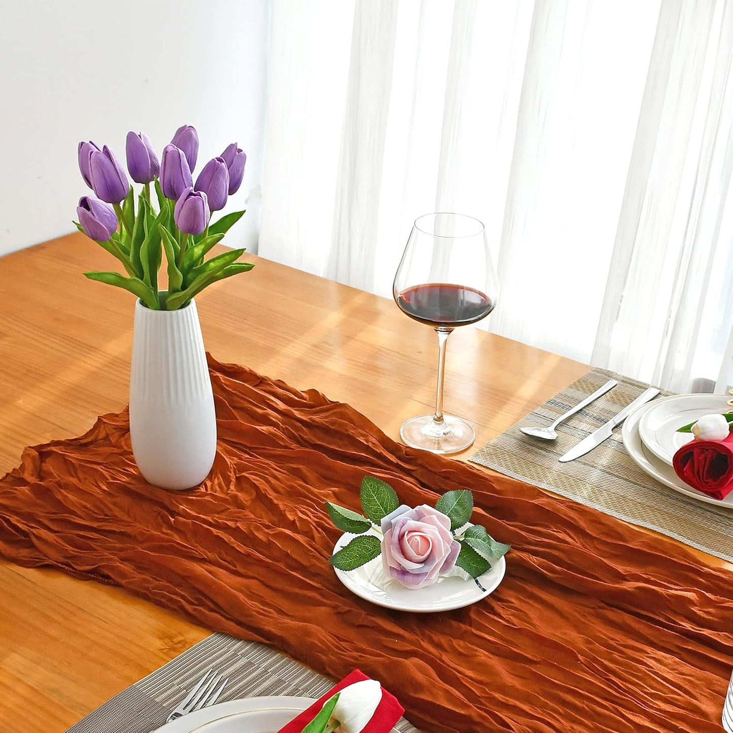 Mandy's Artificial Tulips 20 Stems Lilac PU Faux Flowers for Wedding Home Decor 13.5 Inch