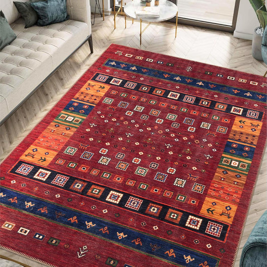 Keen Home Design 10x14 Rug - Machine Washable Area Rug with Non-Slip Backing, Ideal for Living Room, Dining Room, Bedroom - Vintage, Easy Clean, Durable, Low Pile Rug - (9'7" x 14')