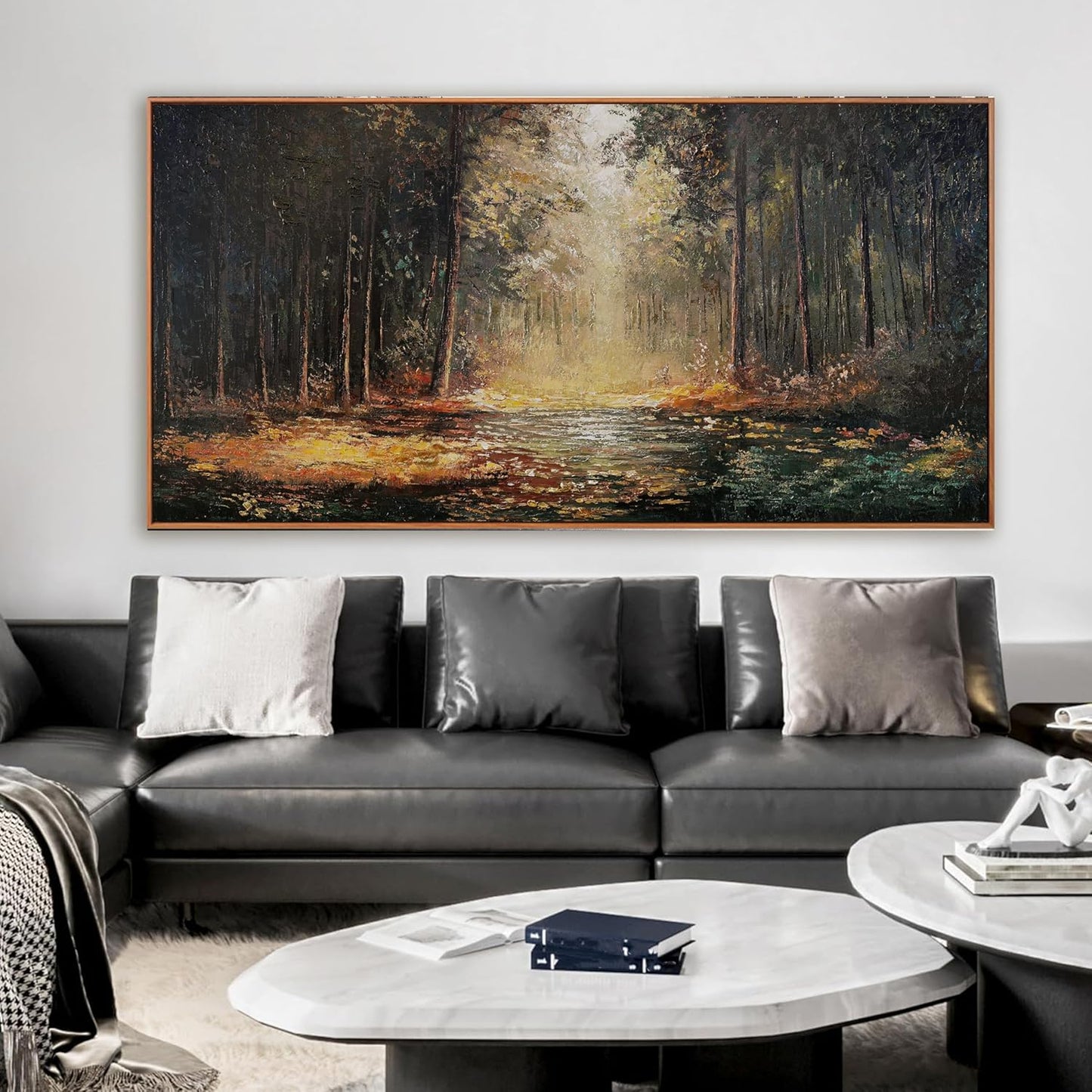Large Canvas Wall Art Decor Wall Art Pictures for Living Room Art Work for Wall Decor Landscape Natural Wall Art Decoration Framed Yellow Forest Wall Art Prints Bedroom Office Aesthetic Decor 29"x58"