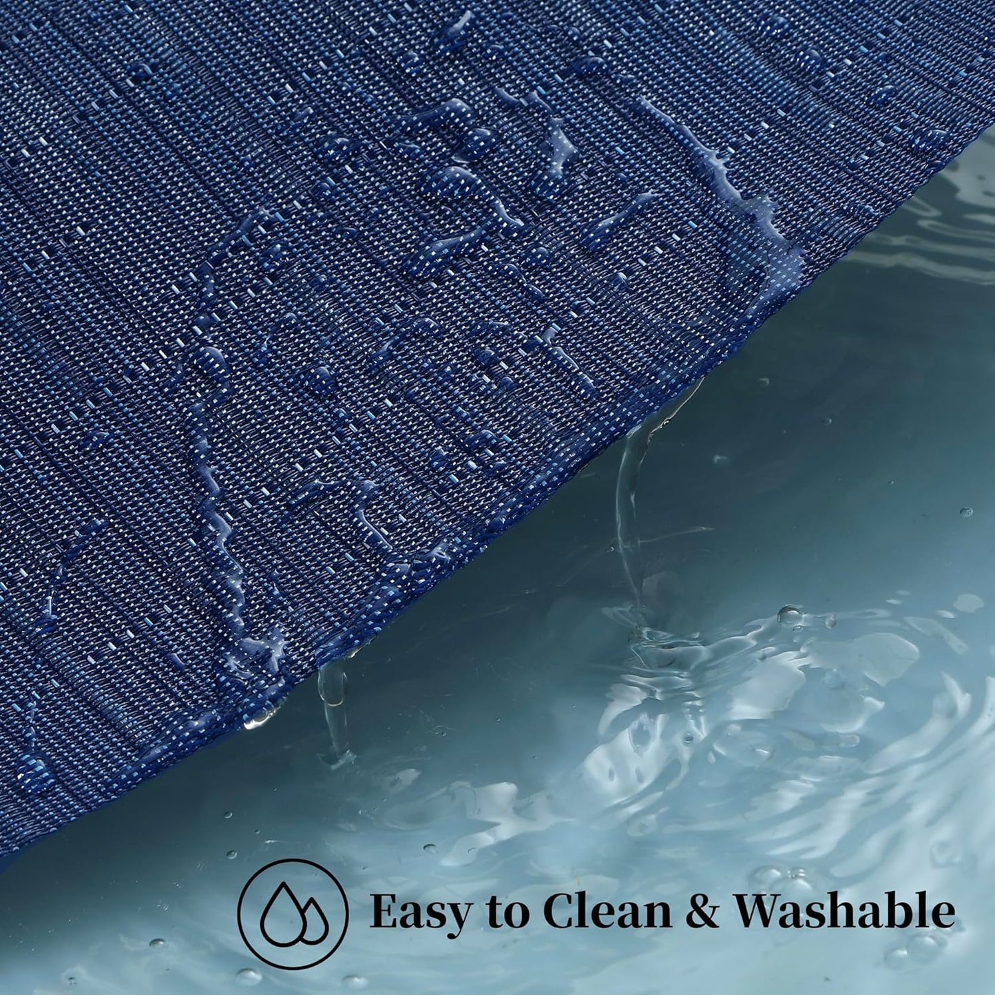 Leetaltree Blue Placemats Set of 6 - Heat Resistant Non-Slip Place mats for Dining Table, Washable Durable PVC Vinyl Woven Table Mats（Blue, 6）