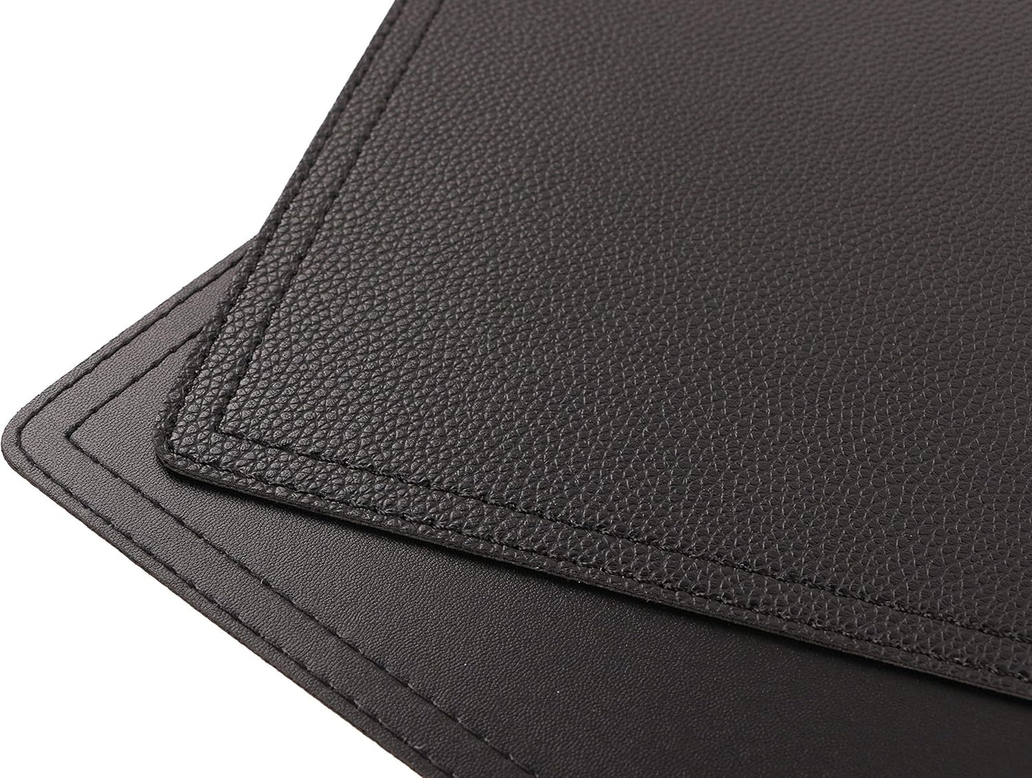 Set of 8 Faux Leather Placemats, PU Table Mats, Waterproof, Stain Resistant, Heat Resistant, Easy to Clean for Kitchen Dining Table,Conference Table C Black Rectangle