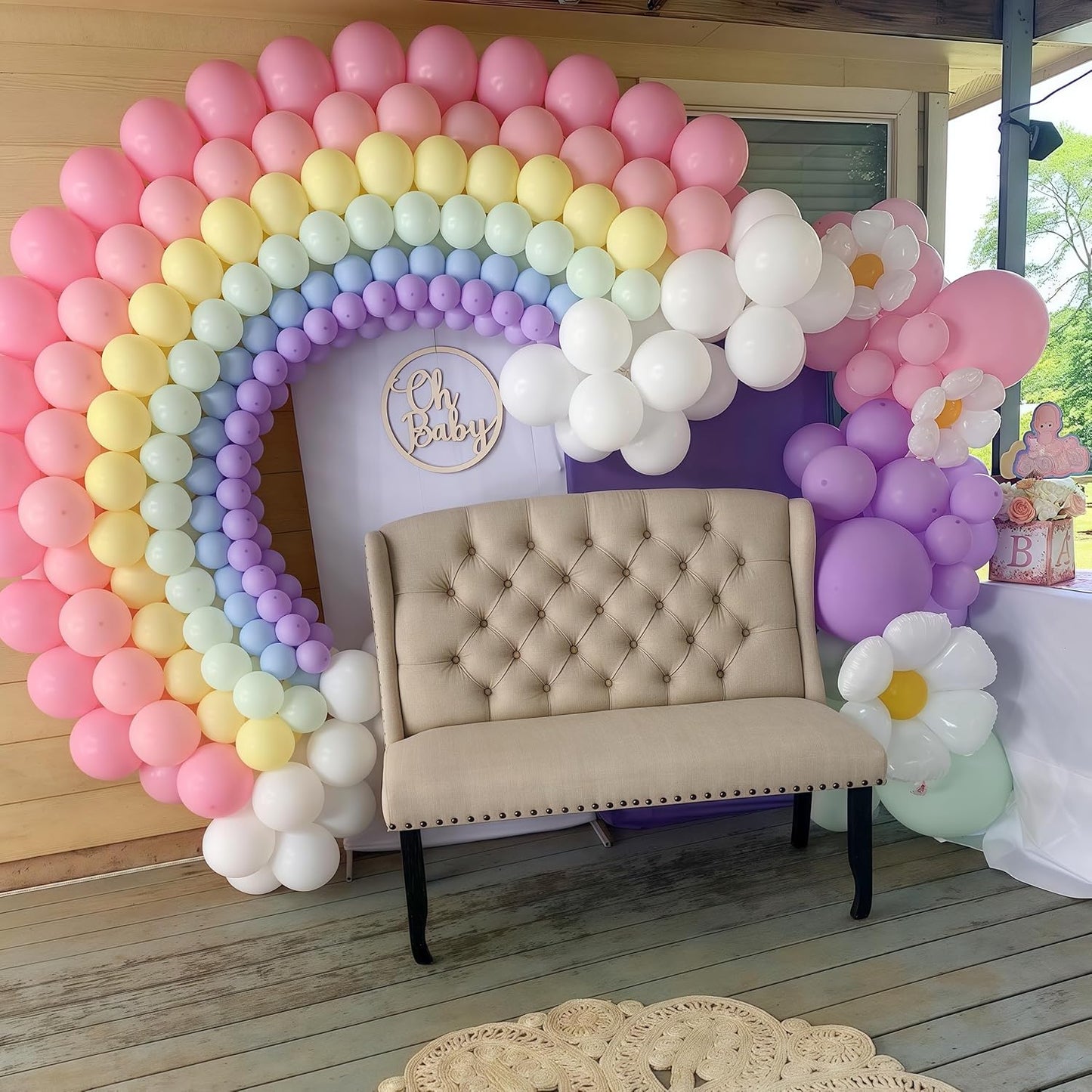 Rainbow Linking Balloons, 130PCS Colorful Quick Link Balloons Assorted, Multicolor Connecting Balloon Arch Kit for Kids Girls Baby Shower Easter Rainbow Unicorn Theme Birthday Party Decorations