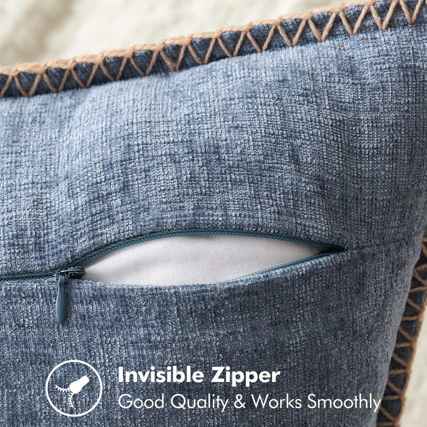 MIULEE Pack of 2 Couch Throw Pillow Covers 20x20 Inch Aqua Blue Farmhouse Decorative Pillow Covers with Stitched Edge Soft Polyester Solid Dyed Pillow Covers for Sofa Bed Living Room.