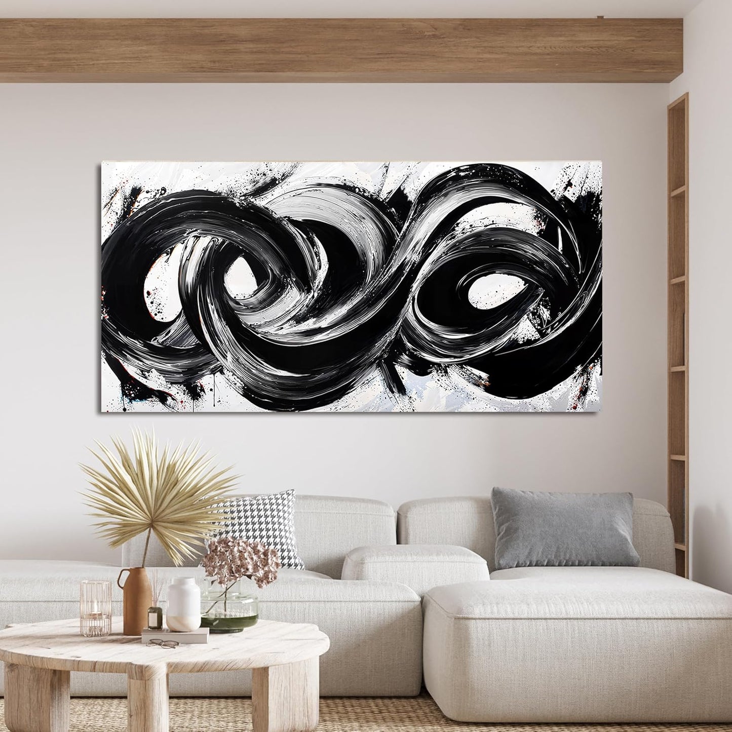 Abstract Wall Art Decor Wall Pictures for Living Room Abstract Canvas Art Wall Decor Large Black and White Wall Art Prints Oversized Minimalist Wall Art Decorations Bedroom Home Wall Art Decor 29" X 58"
