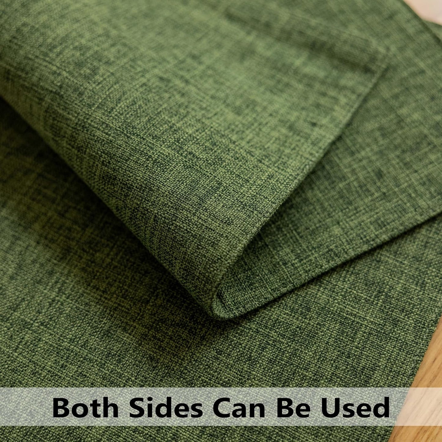 Demetex Dark Green Placemats Set of 8 Decorative Linen Textured Place Mats Heat Resistant Plate Platemats for Cafe Party Banquet Tables, 13x19 inch, Green