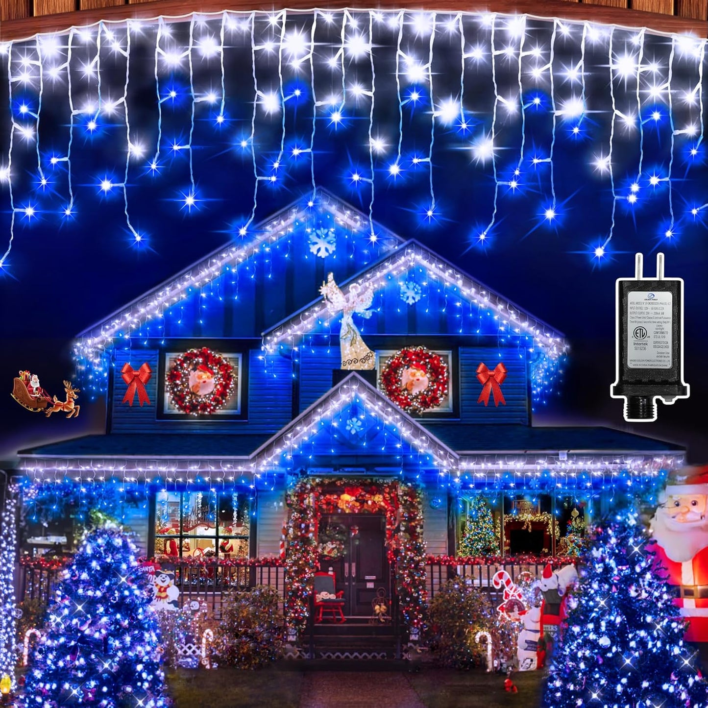 666 LED 66FT Christmas Lights with 148 Drops, 12 Modes Dimmable CoolWhite & Blue Outdoor Hanging Lights with Timer Memory, Waterproof Curtain Lights for Bedroom Yard Indoor Window Roof Fence Wedding