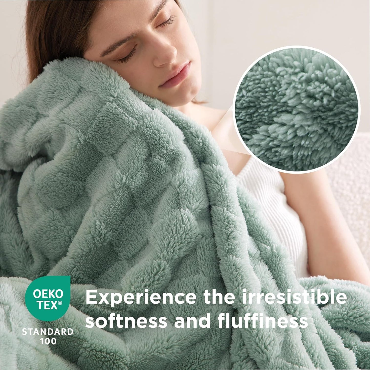 Bedsure GentleSoft King Size Blanket for Bed - Super Soft Cozy Blankets for Women Men Girls, Large Fuzzy Fleece Throw for Bedroom Decor, Sage Green,108x90 Inches