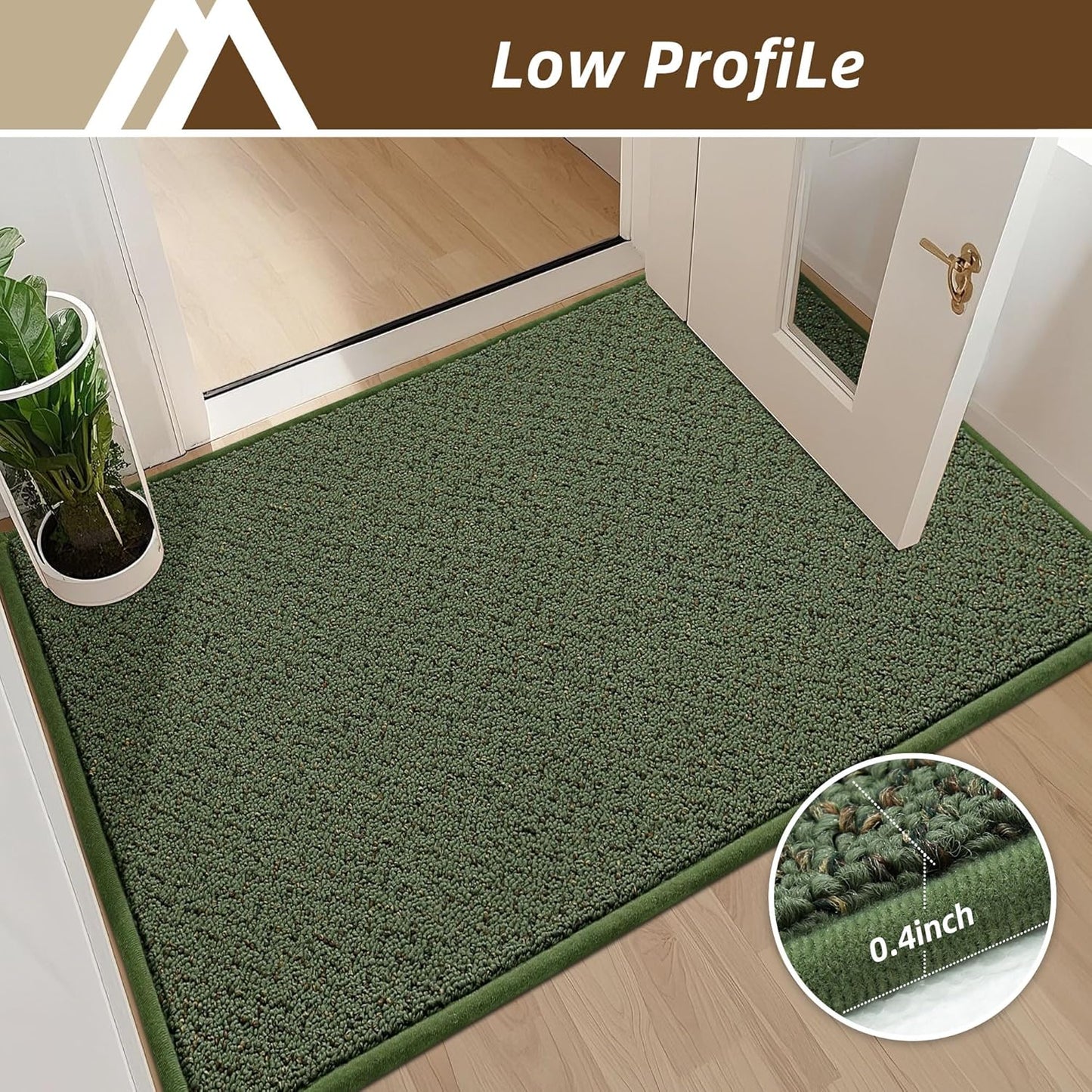 COSY HOMEER-Door-Mat 36"x60" Non Slip Absorbent Entryway Rugs Dirt Trapper Doormats Washable Entrance Mats Low Pile Welcome Floor Mat for Front Back Door and Entry Mats,Green