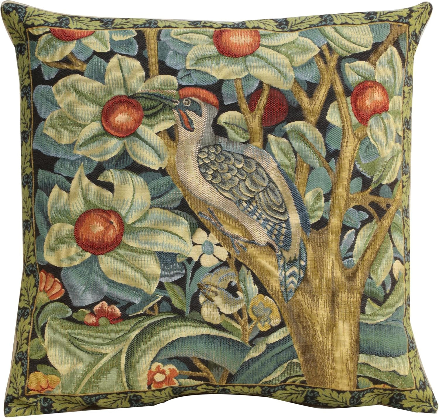 Charlotte Home Furnishings Throw Pillow Covers, Decorative Boho Pillow Covers for Couch, Living Room, Black Woodpecker Square Cushion Cases 18x18 in, European Cotton Jacquard Woven, Cozy Bedroom Decor