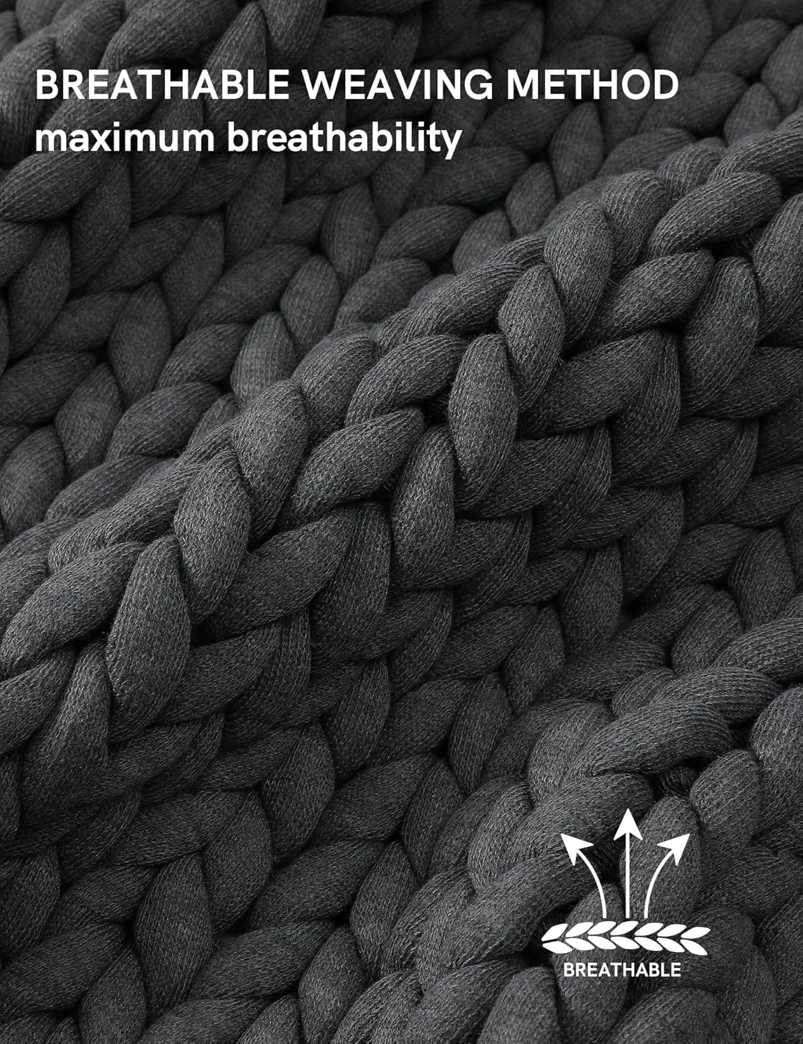 YnM Chunky Throw Blanket, Medium-Weight, Hand Knitted, Skin Friendly, Ventilated and Breathable, Machine Washable, Home Décor Piece for Couch, Sofa and Bed (Charcoal Grey, 40x50 Inch)