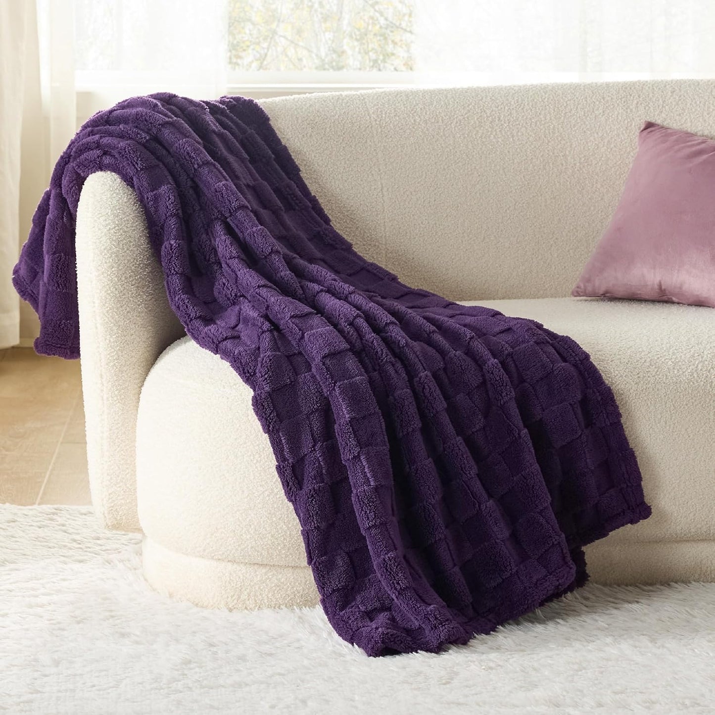 Bedsure GentleSoft Twin Blanket for Bed Purple - Super Soft Cozy Blankets for Women Men Girls, Cute Fuzzy Fleece Throws for Bedroom Couch, 60x80 Inches