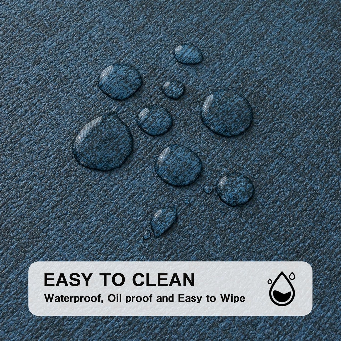 Chrysameld Vinyl Placemats Set of 8 - Faux Leather 100% Waterproof Oil-Proof Wipeable PU Place Mats, Heat Resistant Anti Slip Reversible Table Mats for Indoor & Outdoor Use,(17×12Inch, Navy Blue)