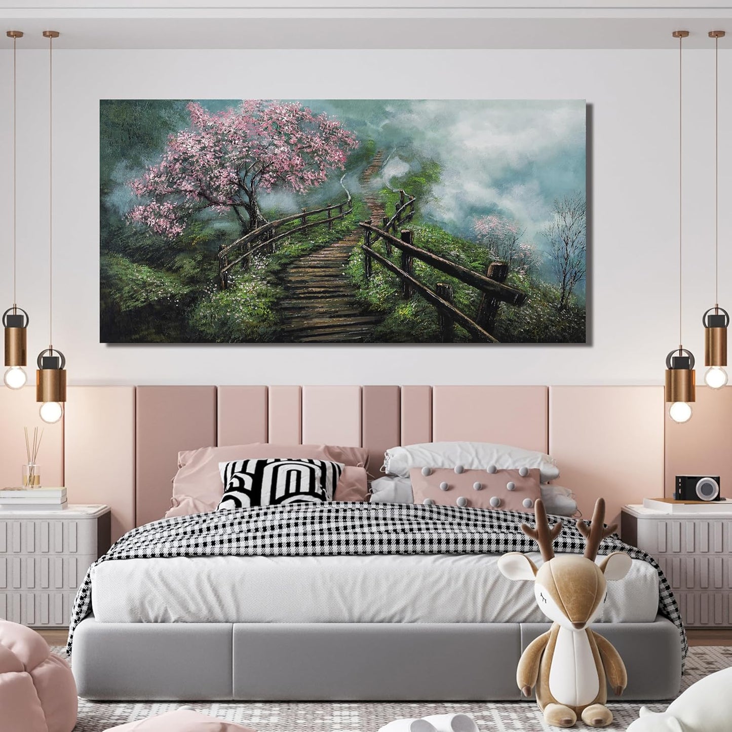 Canvas Wall Art Decor Wall Art Pictures for Living Room Tree of Life Wall Art Prints Canvas Art Wall Decor Foggy Trail Artwork for Walls Tree Flower Wall Art Decor for Room Home Office Wall Decor 20" X 40"