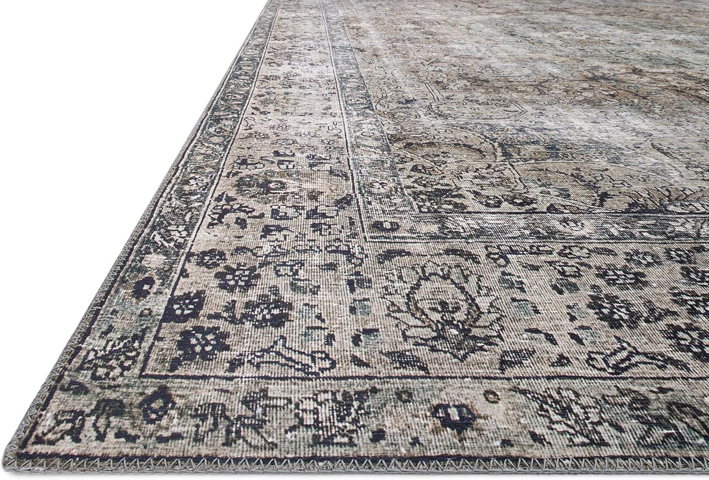 Loloi Layla Collection LAY-06 Taupe/Stone 2'-6" x 9'-6" .13" Thick Runner Rug, Soft, Durable, Vintage Inspired, Distressed, Low Pile, Non-Shedding, Easy Clean, Printed, Living Room Rug