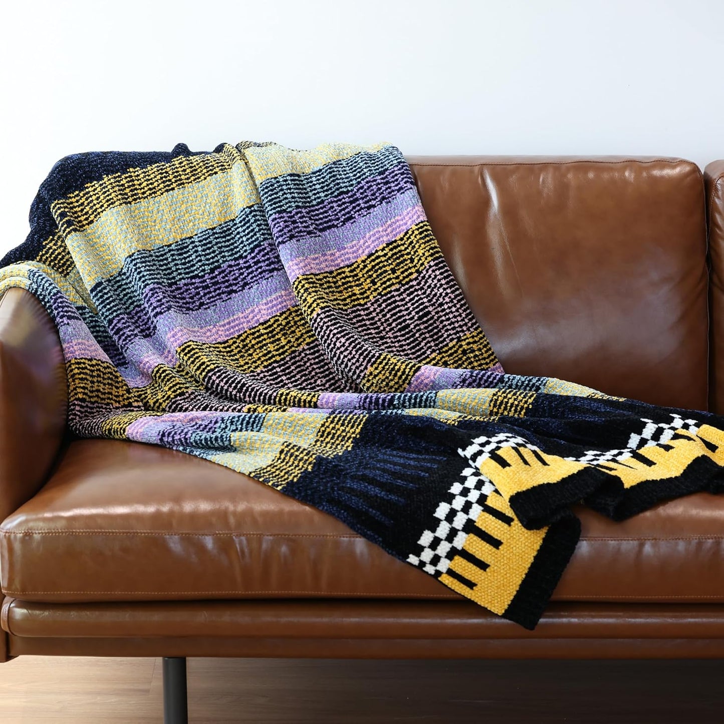 Soft Chenille Yarn Throw 36"x48", Handmade Knit Throw Blanket, for use in All Seasons, Soft Cozy Warm Knitted Blanket for Bed Sofa, Couch Chair, Living Room(1.76Ib)