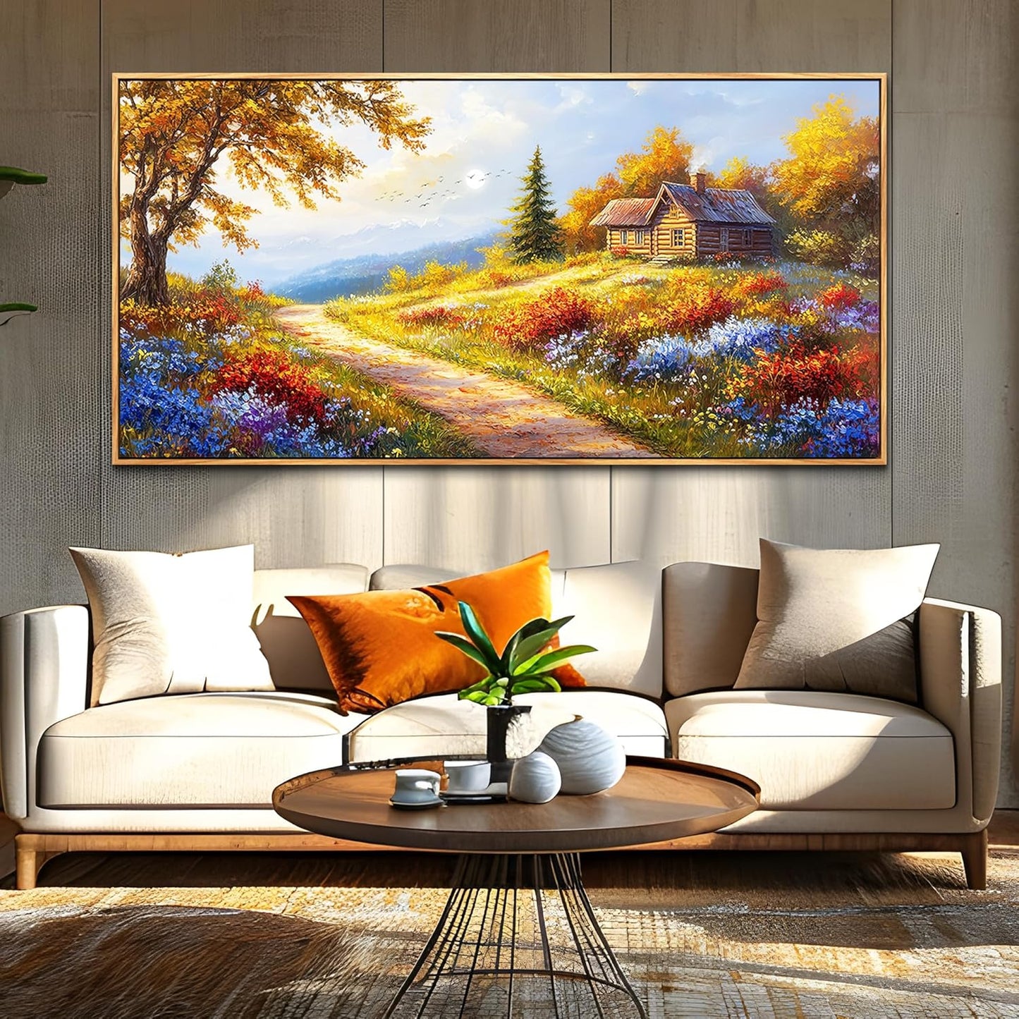 KELIYUAN Large Wall Decor For Living Room Framed Canvas Wall Art For Farmhouse Office Mural For Bedroom Landscape Painting Print Artworks Pictures Dining Room Kitchen Modern Home Decor 30"X60"