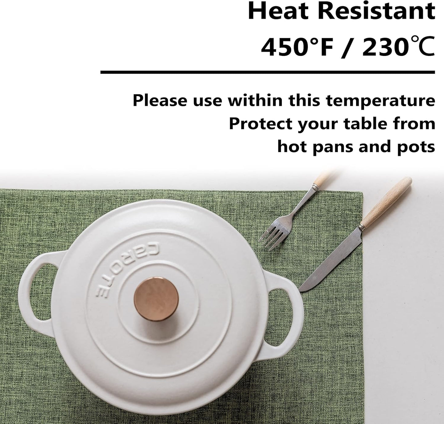 Home Brilliant Linen Cloth Placemats Set of 8 Heat Resistant Dining Table Place Mats Table Mat Kitchen for Wedding Holiday Parties Decor, Green