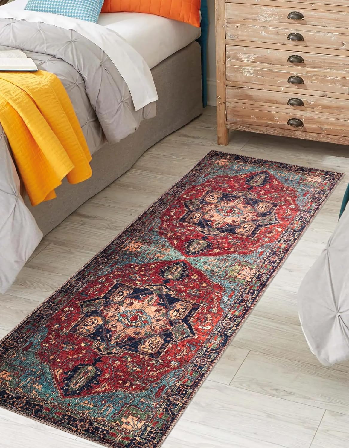 Keen Home Design 2x7 Rug - Machine Washable Runner Rug with Non-Slip Backing, Ideal for Hallway, Entryway, Kitchen, Laundry Room - Vintage, Easy Clean, Durable, Low Pile Rug - (2'6" x 7')
