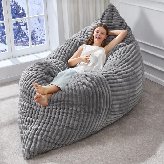 Hobestluk 3 in 1 Bean Bag Chair Giant Bean Bag Chairs Convertible Bean Bag Floor Cushion with Machine Washable Cover, Beanbag Chairs for Adult (Grey)