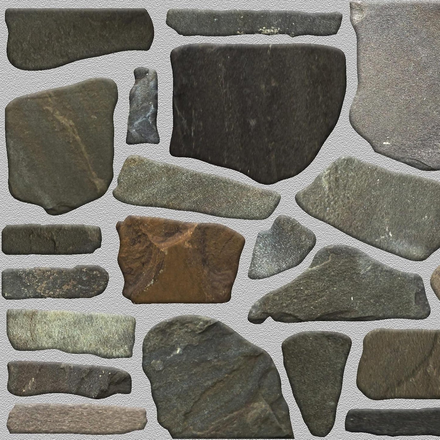 Dundee Deco 3D Wall Panels - Cladding, Charcoal Green Beige Stone Look Wall Paneling, Styrofoam Facing for Interior and Exterior Applications, DIY, Set of 10, Covers 54 sq ft