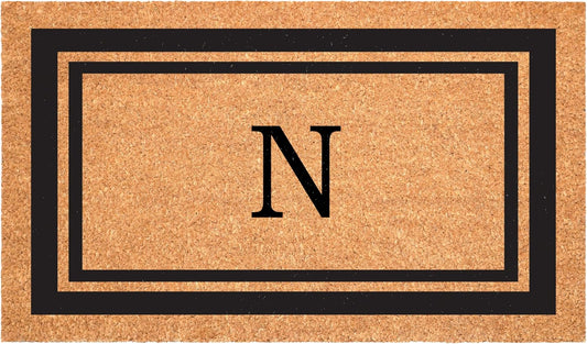 Calloway Mills 152962448 Black Border 24" x 48" Monogram Doormat (Letter N)