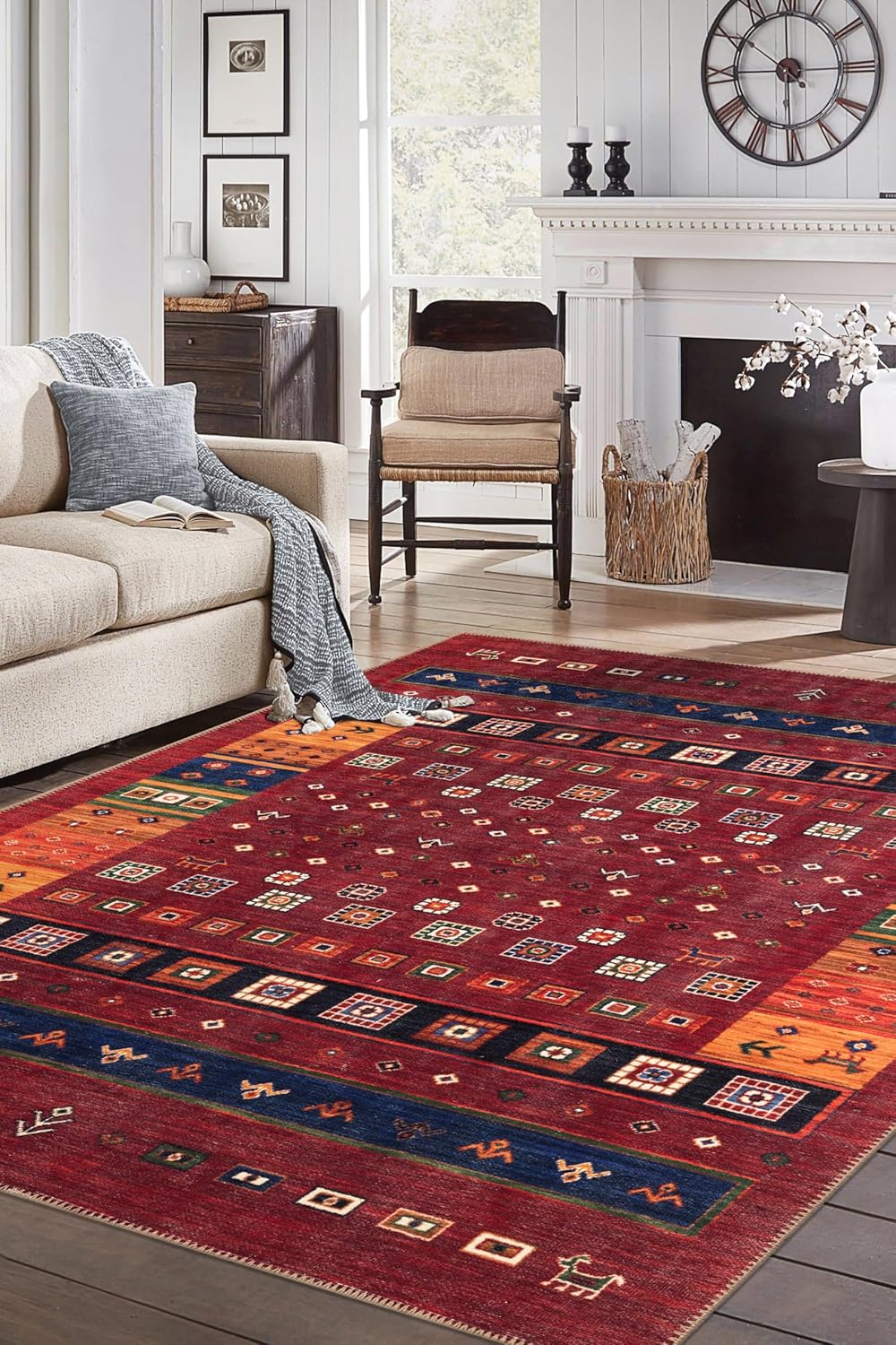 Keen Home Design 3x5 Rug - Machine Washable Entry Rug with Non-Slip Backing, Ideal for Enteryway, Kitchen, Bathroom, Laundry Room - Vintage, Easy Clean, Durable, Low Pile Rug - (3' x 5')