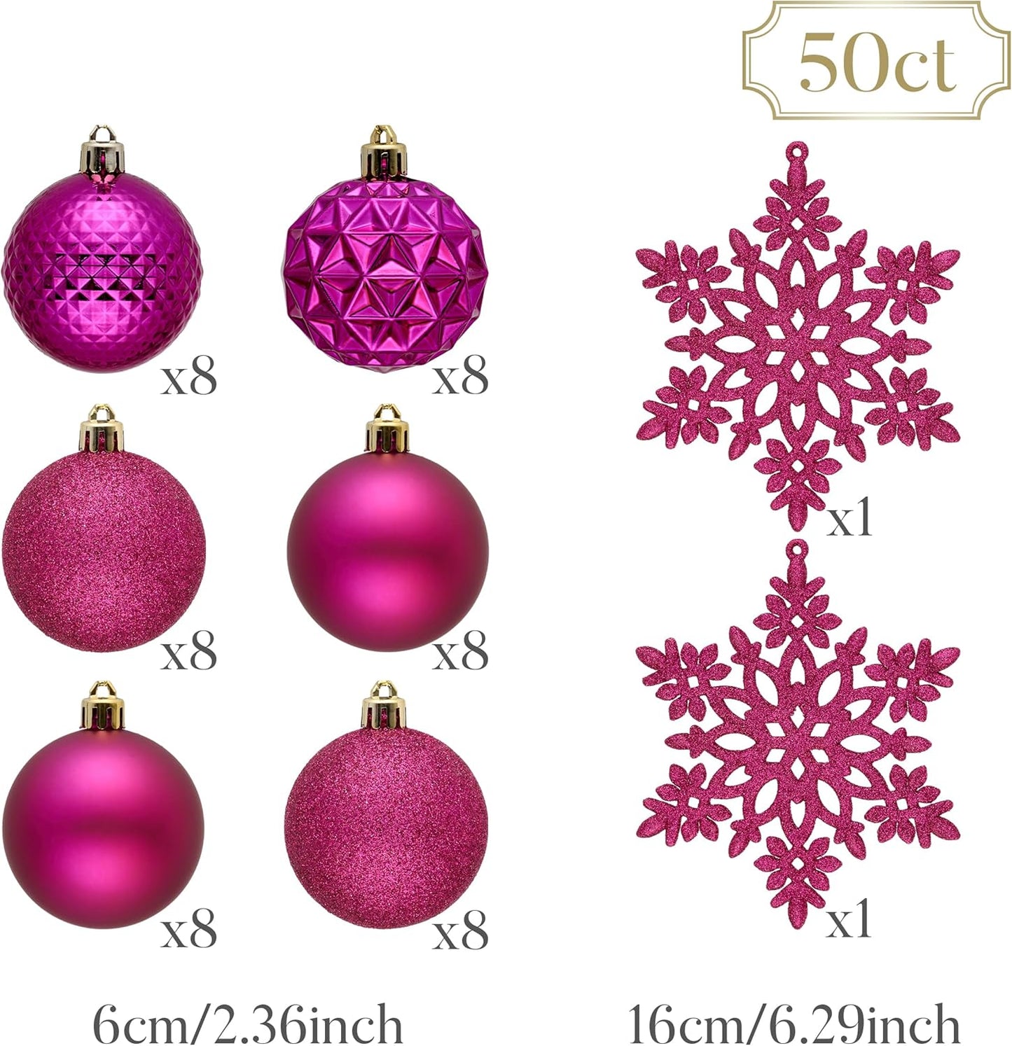 Valery Madelyn Christmas Tree Decorations Ornament Set for Fall Halloween, 50ct 2.36 Inches Rose Red Shatterproof Christmas Ball Ornaments Hanging Xmas Holiday Party Decor
