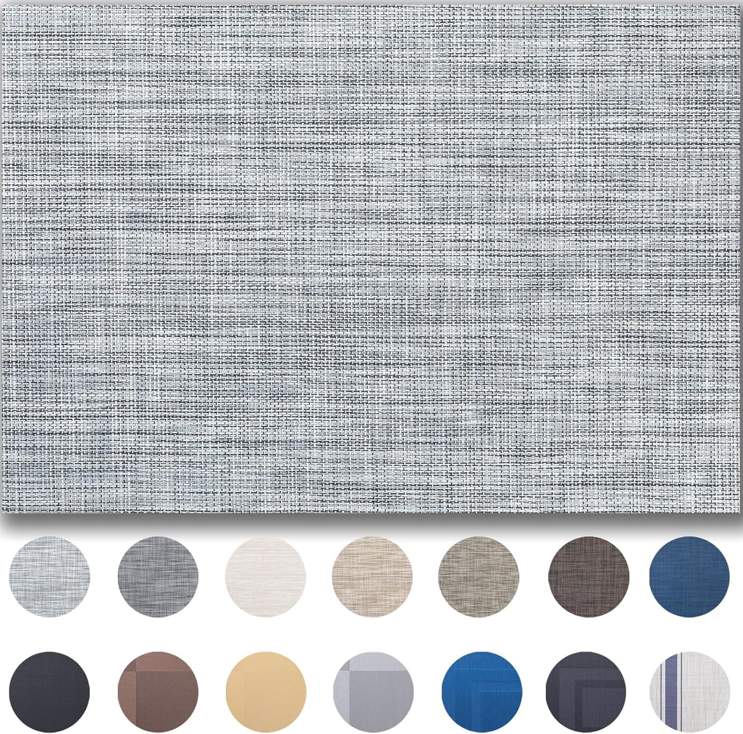 Placemats Set of 4 - Easy Clean Woven Vinyl Placemats for Dining Table, Indoor/Outdoor Place Mats, Washable PVC Table Mats（Gray）