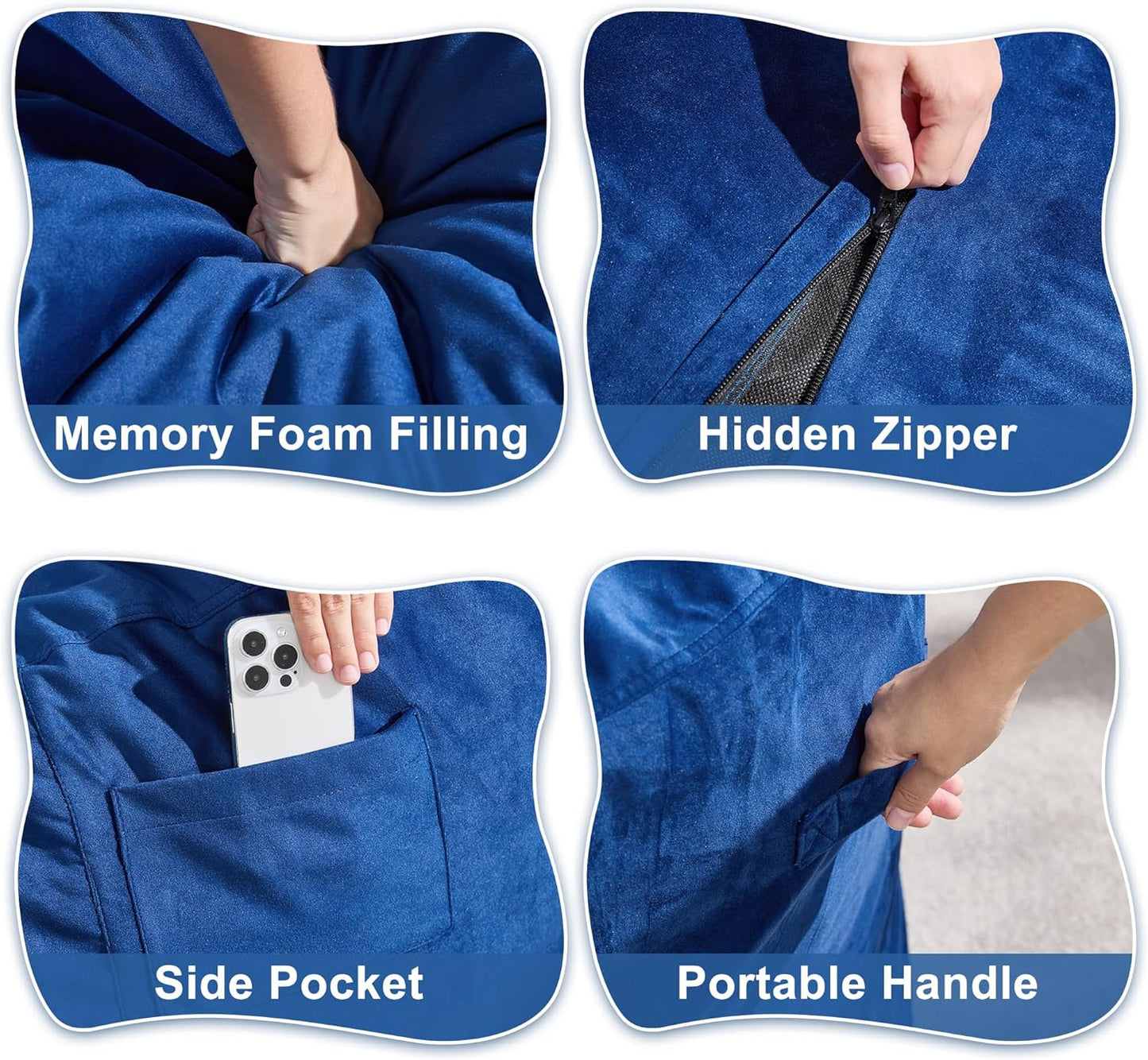 Hobestluk 4FT Bean Bag Chair Giant Bean Bag Chairs for Adults Large Bean Chairs with Removable Cover, Beanbag Chair with Filler, Adult Bean Bag Chairs for Living Room, Bedroom