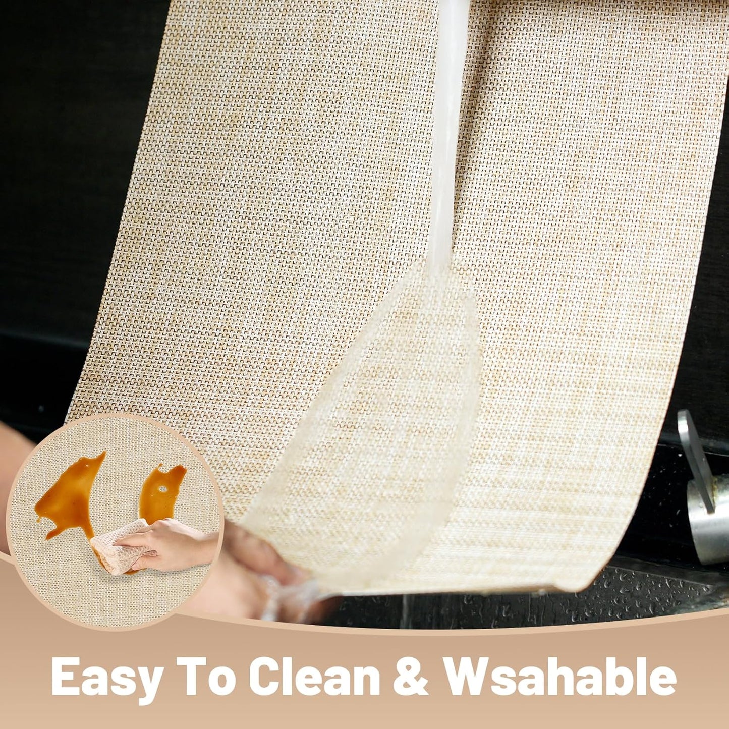 Placemats Set of 8，Non-Slip PVC Weave Table Mats Easy to Clean，Heat Resistant Place Mats for Kitchen Dining Table Decoration Indoor Outdoor，Beige