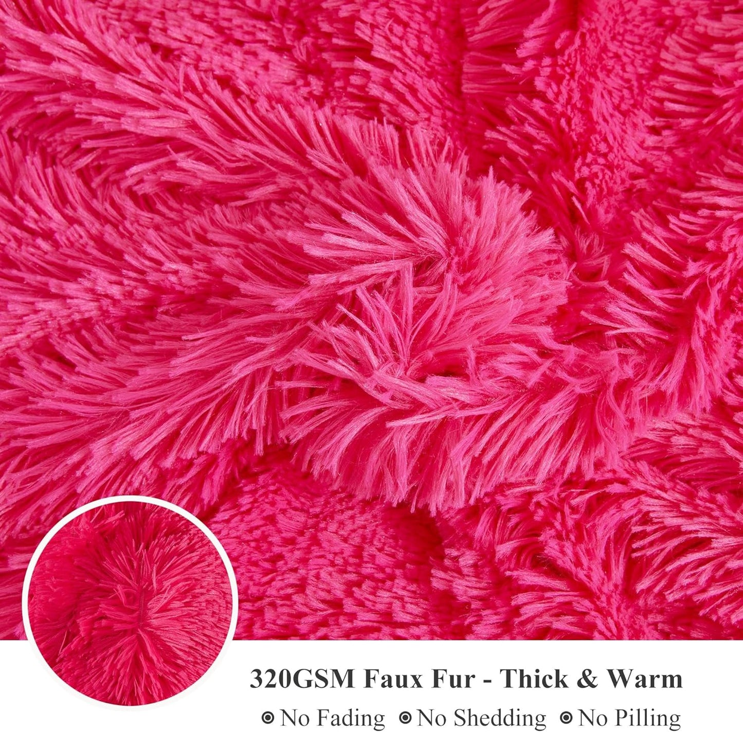 XeGe Luxury Faux Fur Throw, Hot Pink Soft 50x60 Fluffy Blanket, Shaggy Plush Decorative Couch Throw, Cute Furry Fuzzy Office Lap Blanket for Bed Bedroom Living Room, Hot Pink