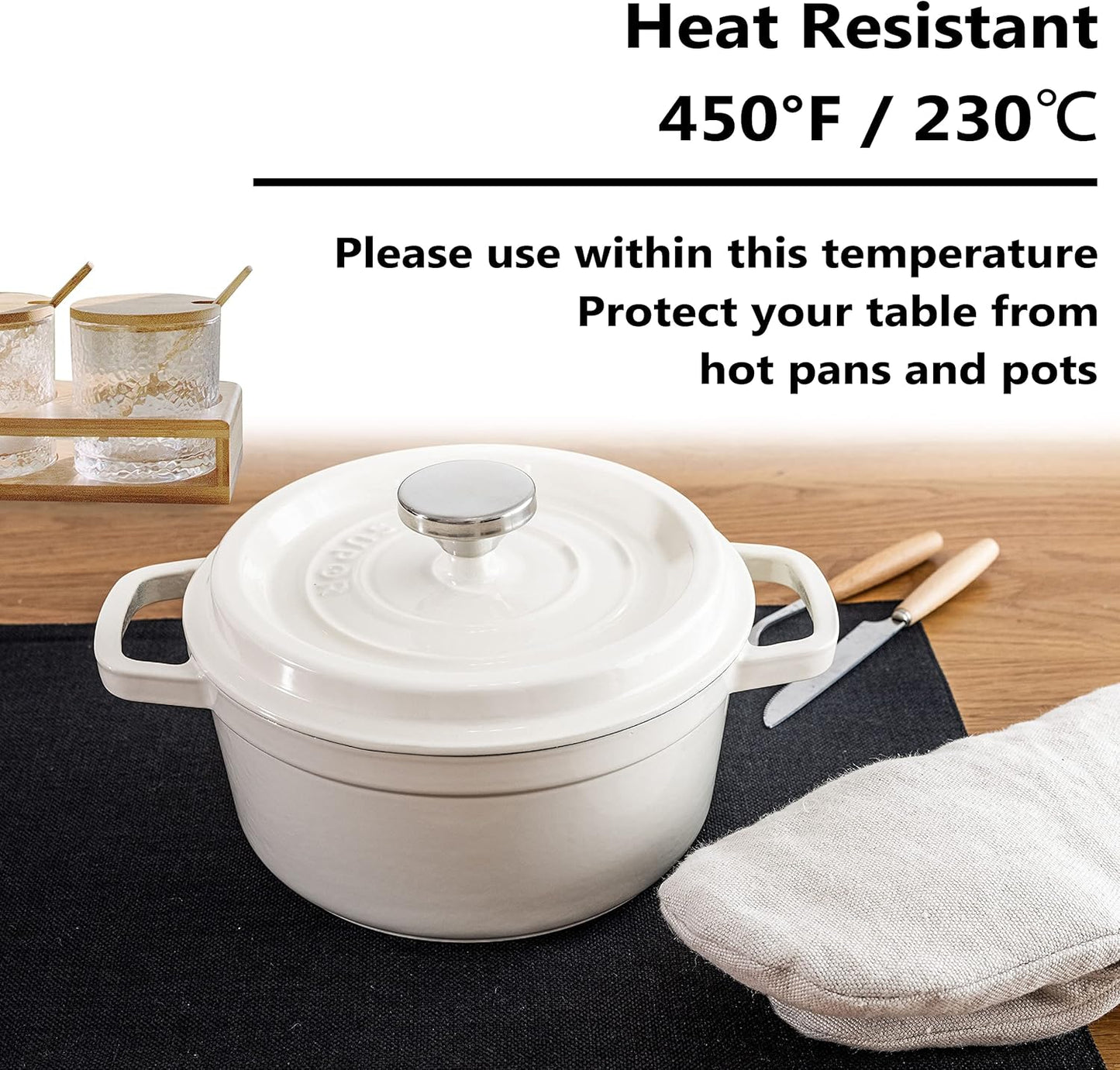 Home Brilliant Black Placemats Set of 4 Heat Resistant Halloween Table Mats Cloth Dining Table Place Mats Kitchen Washable Placemat New Year, Black