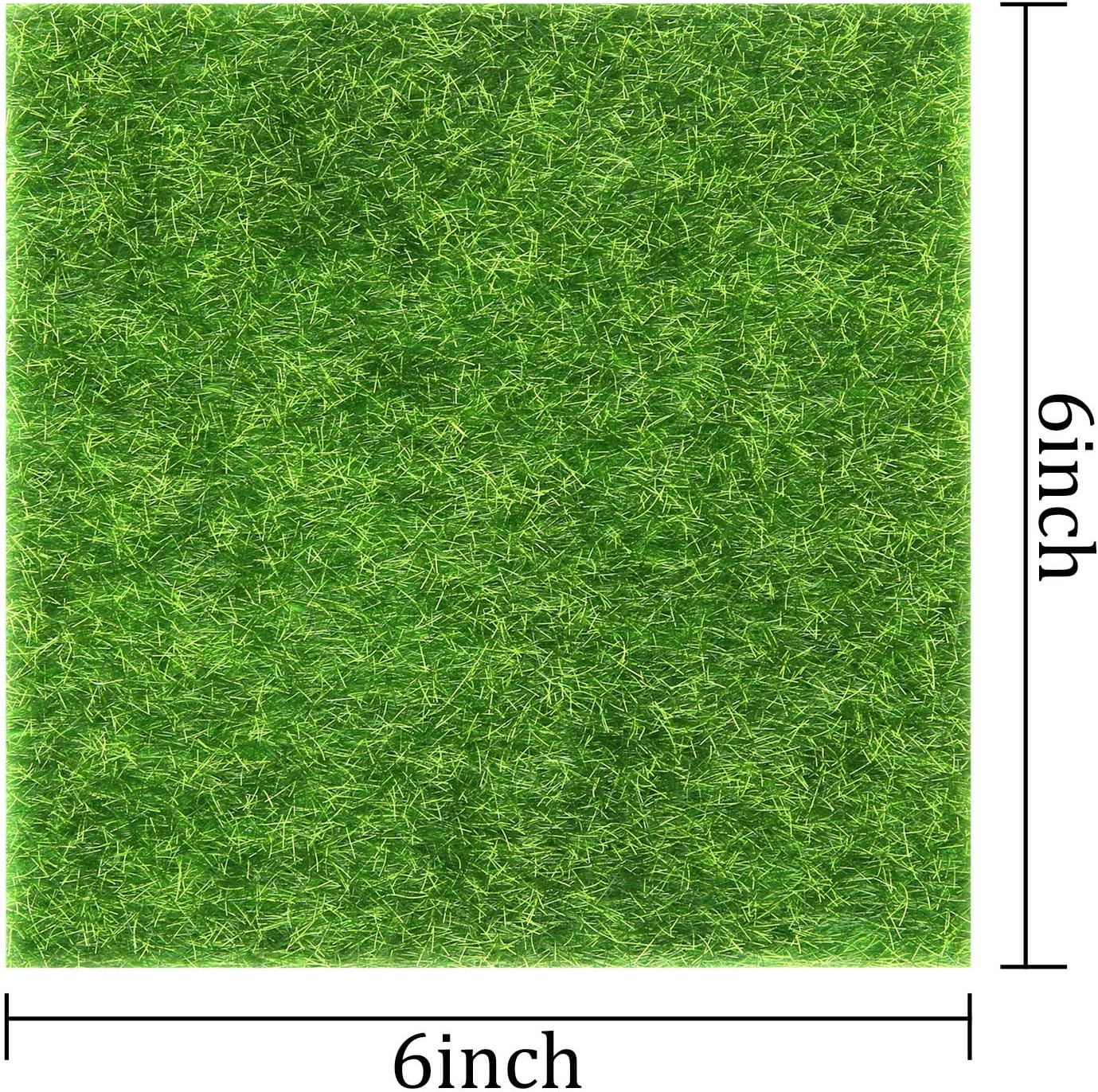 Elcoho 10 Pieces Fake Grass for Crafts Fairy Garden 6 x 6 Inches Artificial Garden Grass for Miniature Ornament Dollhouse DIY Decoration