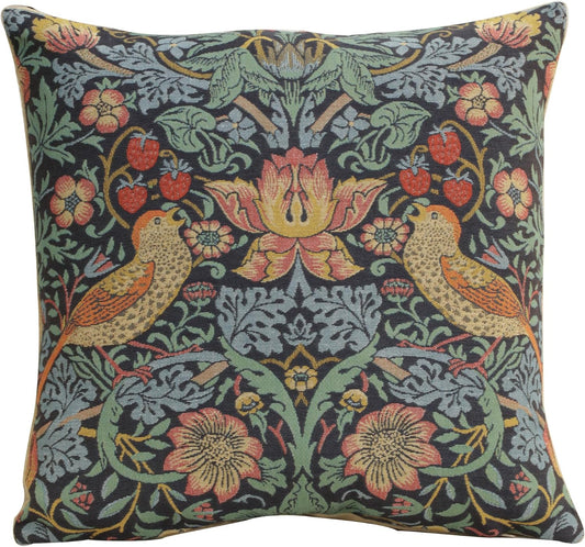 Charlotte Home Furnishings Throw Pillow Covers, Decorative Boho Pillow Covers for Couch, Living Room, Blue Strawberry Square Cushion Cases 18x18 in, European Cotton Jacquard Woven, Cozy Bedroom Decor