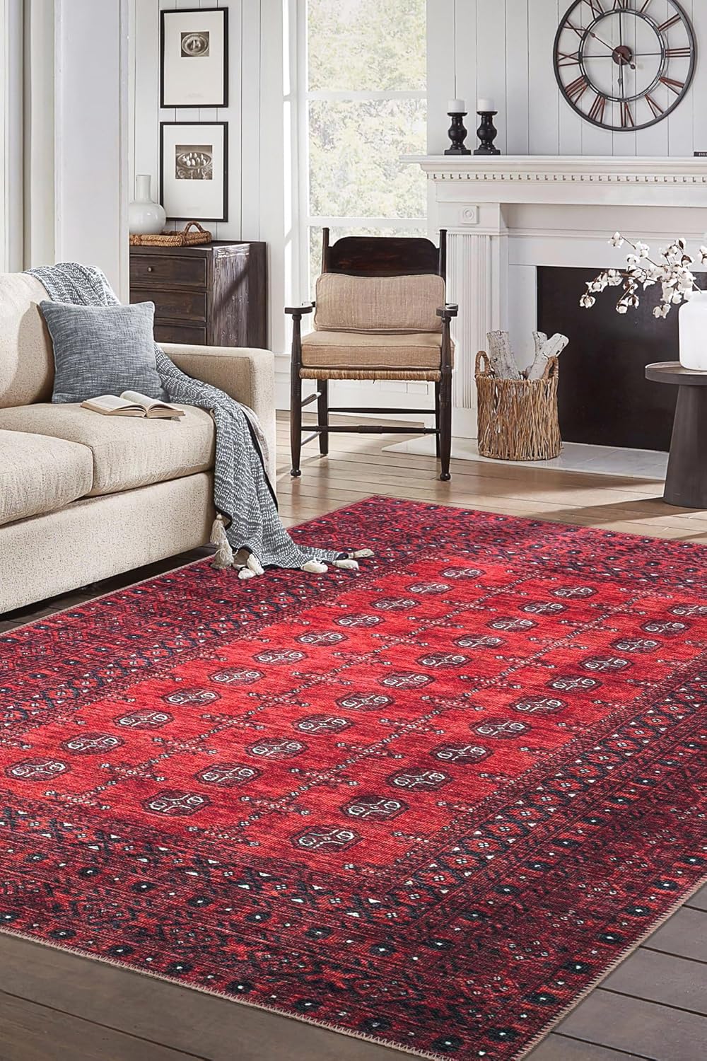 Keen Home Design 10x14 Rug - Machine Washable Area Rug with Non-Slip Backing, Ideal for Living Room, Dining Room, Bedroom - Vintage, Easy Clean, Durable, Low Pile Rug - (9'7" x 14')