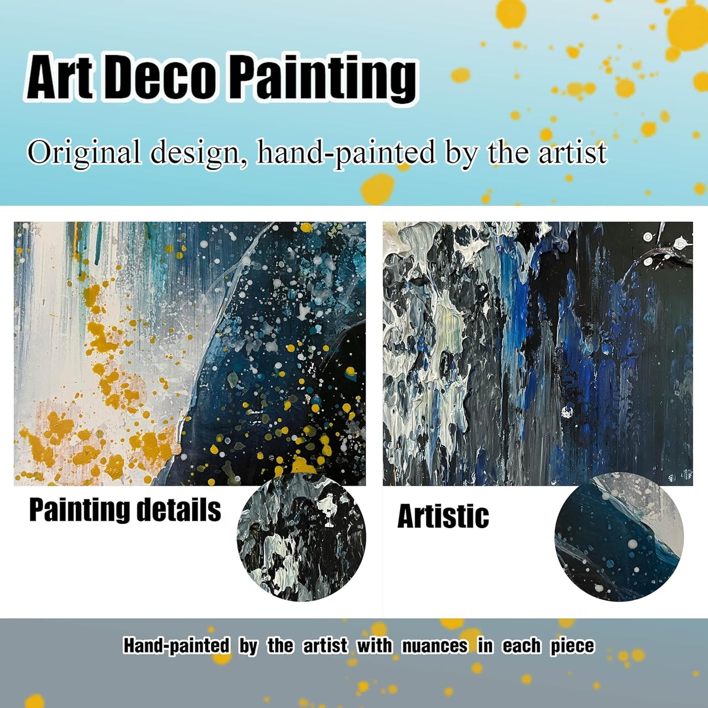 Waterfall Hand Painted Wall Art for Living Room - Mountains Wall Art for Office Decor - Landscape Big Wall Art for Living Room Size 29" x 59"