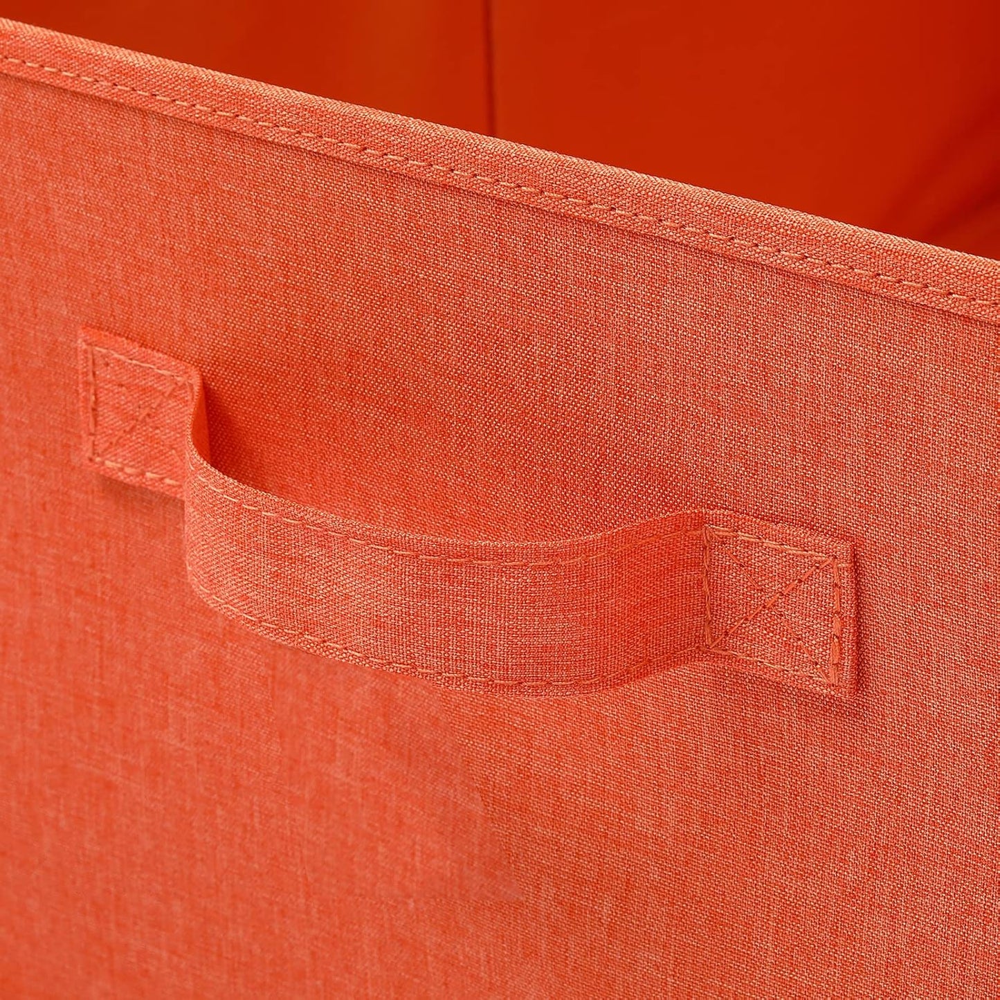 HOONEX Storage Bins with Lids for Organizing, Pack of 2, Storage Boxes with 2 Carrying Handles and Sturdy Heavy Cardboard, 16.5" L x 11.8" W x 7.5" H for Shoes, Books, Clothes, Nursery, Orange