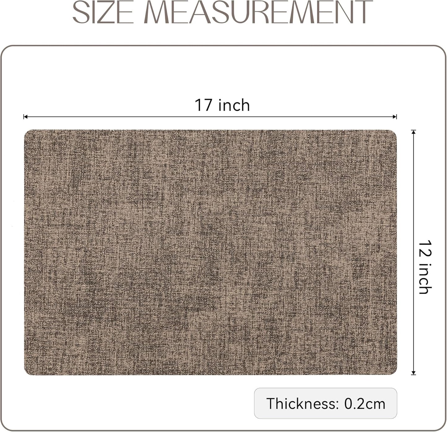 Romanstile Vinyl Placemats Set of 12-12 X 18 Inch - Heat Resistant Place Mats 100% Waterproof Oilproof Wipeable Reversible Faux Leather Table Mats for Kitchen/Dining/Party/Outdoor, Coffee