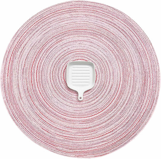 AHHFSMEI Round Braided Placemats Set of 6 Round Table Mats for Dining Tables Natural Woven Heat Resistant Place mats 15 Inch (Pink, 6)